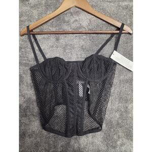NWT Urban Outfitters Out From Under Black Mesh Corset Top Size Medium